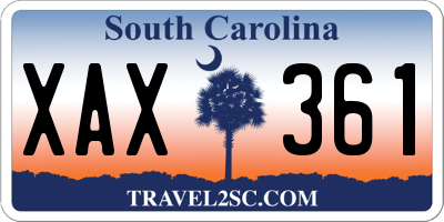 SC license plate XAX361