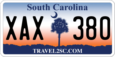 SC license plate XAX380