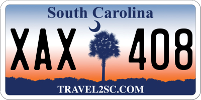 SC license plate XAX408