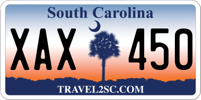 SC license plate XAX450
