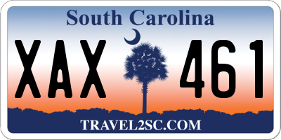 SC license plate XAX461