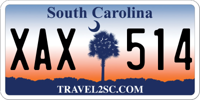 SC license plate XAX514