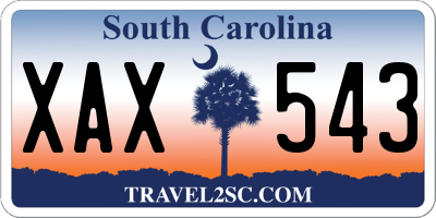 SC license plate XAX543