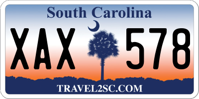 SC license plate XAX578
