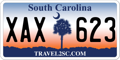 SC license plate XAX623