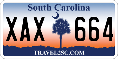 SC license plate XAX664