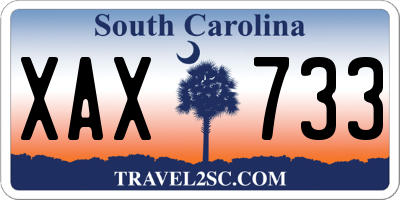 SC license plate XAX733