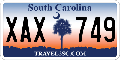 SC license plate XAX749