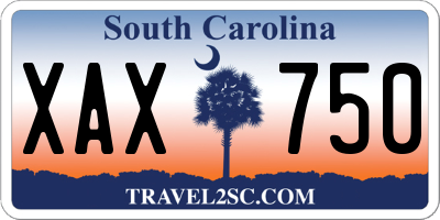 SC license plate XAX750