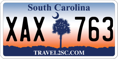 SC license plate XAX763