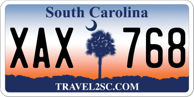 SC license plate XAX768