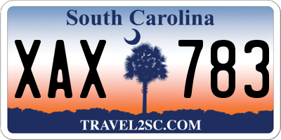SC license plate XAX783