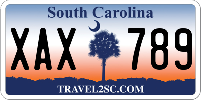 SC license plate XAX789
