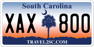 SC license plate XAX800