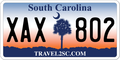 SC license plate XAX802