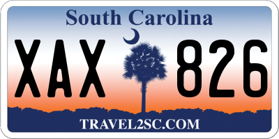 SC license plate XAX826