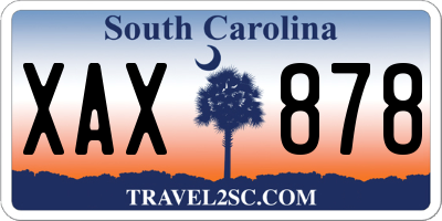 SC license plate XAX878