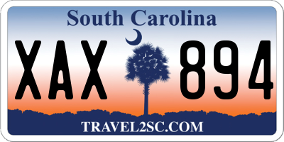 SC license plate XAX894