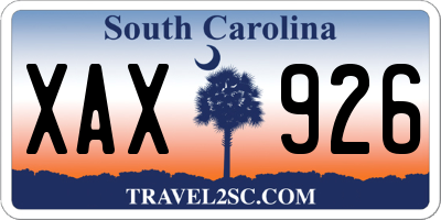 SC license plate XAX926