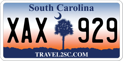 SC license plate XAX929