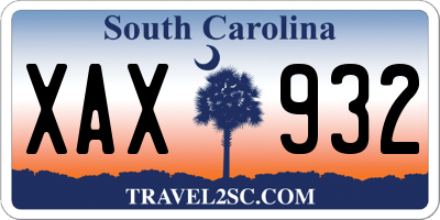 SC license plate XAX932