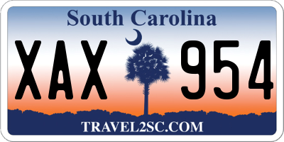 SC license plate XAX954