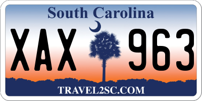 SC license plate XAX963
