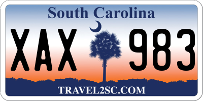 SC license plate XAX983