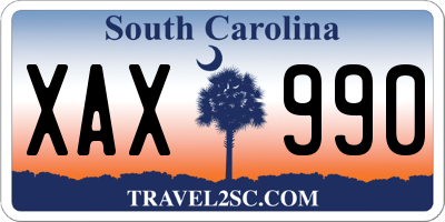 SC license plate XAX990