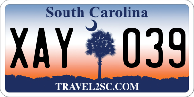 SC license plate XAY039