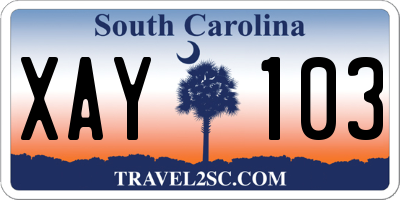 SC license plate XAY103