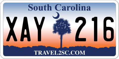 SC license plate XAY216