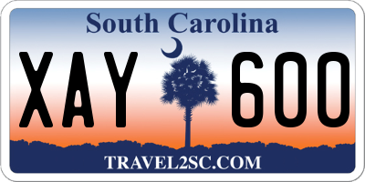 SC license plate XAY600