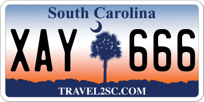 SC license plate XAY666