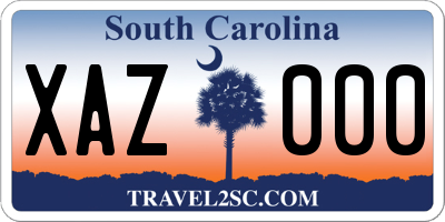 SC license plate XAZ000