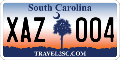 SC license plate XAZ004