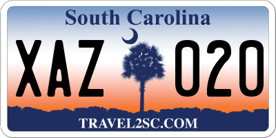 SC license plate XAZ020