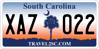 SC license plate XAZ022