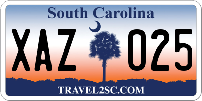SC license plate XAZ025