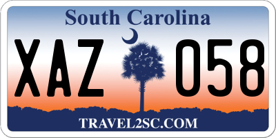 SC license plate XAZ058