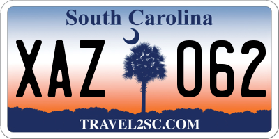 SC license plate XAZ062