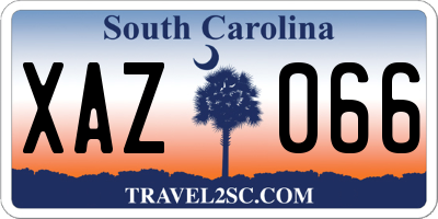 SC license plate XAZ066