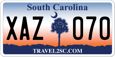SC license plate XAZ070