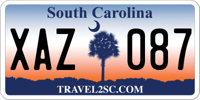 SC license plate XAZ087