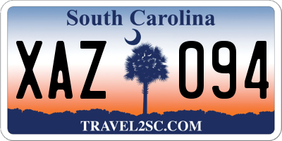SC license plate XAZ094