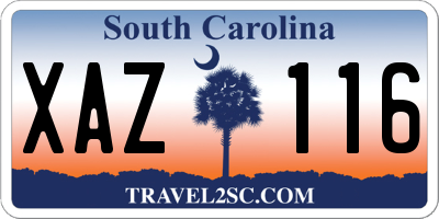 SC license plate XAZ116