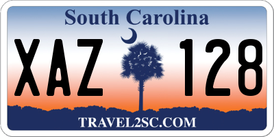 SC license plate XAZ128