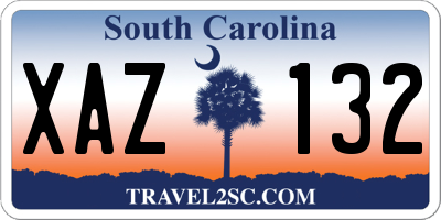 SC license plate XAZ132