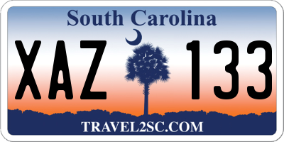 SC license plate XAZ133