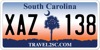 SC license plate XAZ138